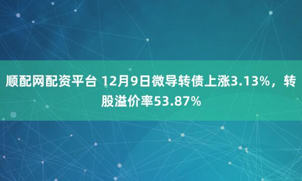 顺配网配资平台 12月9日微导转债上涨3.13%，转股溢价率53.87%