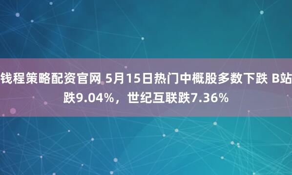 钱程策略配资官网 5月15日热门中概股多数下跌 B站跌9.04%，世纪互联跌7.36%